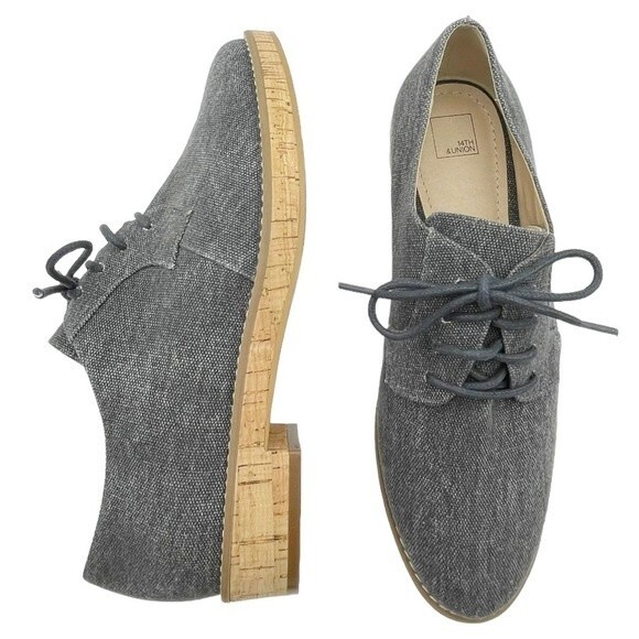 14th & Union Gray Linen Canvas Cork Oxford Lace-Up Loafer Shoe Women's Size 8.5 - Picture 15 of 15